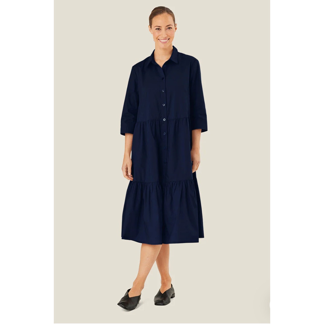 Masai Copenhagen Dress Size Small Blue Nydilla Tiered Midi
